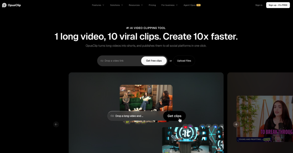 OpusClip, long video into shorts