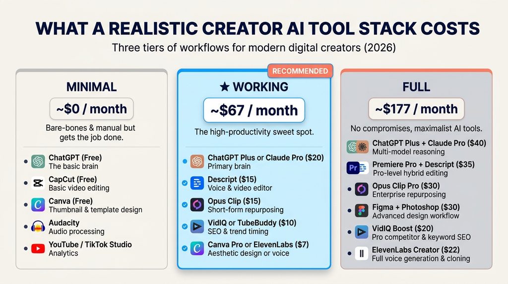 What a realistic creator ai tool stack costs