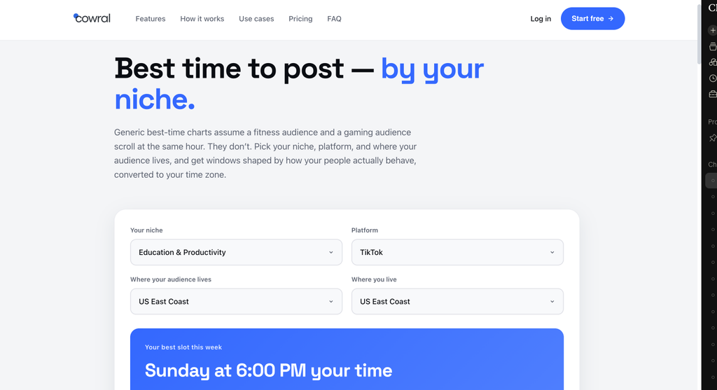 Best time to post by your niche